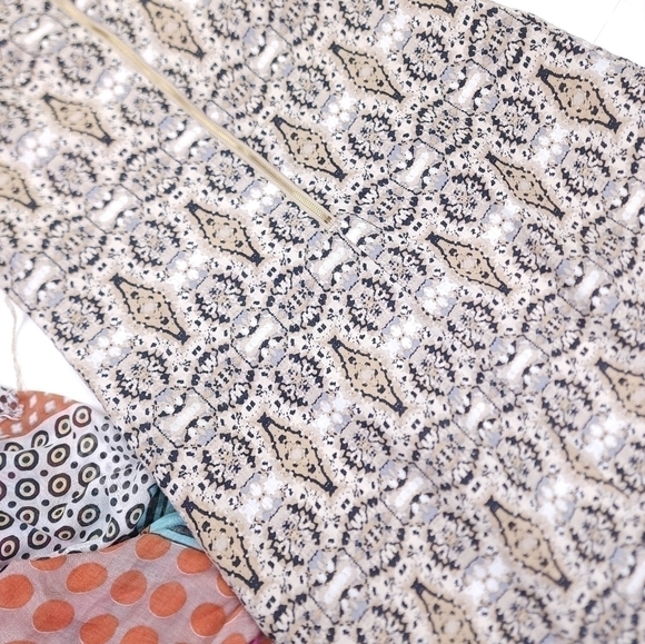 Anthropologie - CYNTHIA ROWLEY Linen Cream Gray Print Dress Sz 4 - Picture 5 of 11